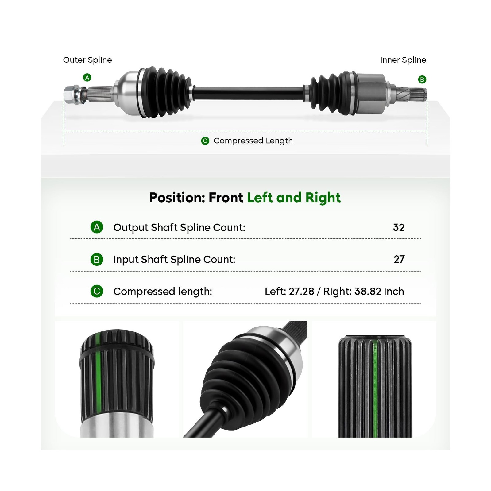 Pair (2) Front CV Axle Shaft Assembly Fit for Nissan Altima 2013-2018 L4 2.5L…