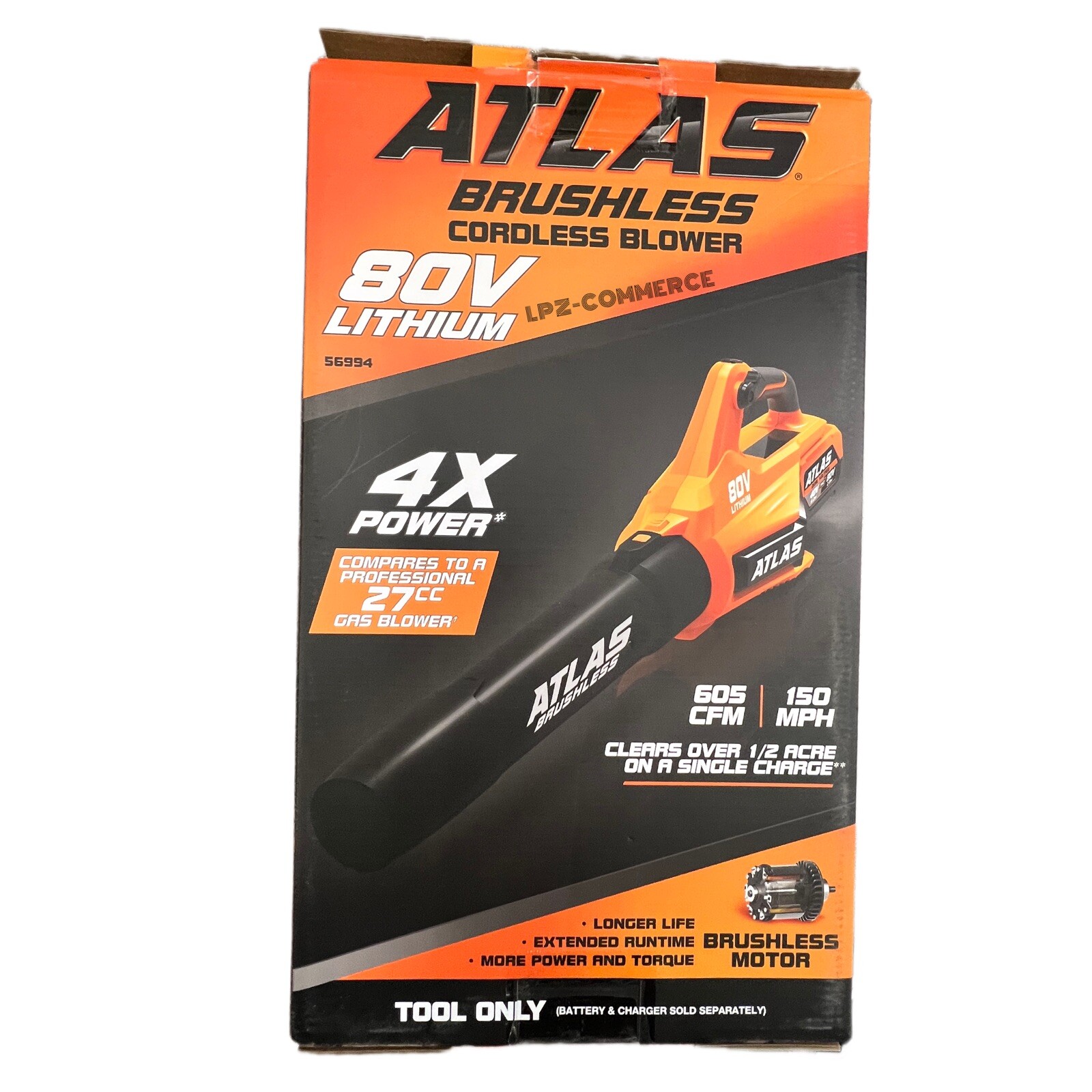 NEW Atlas 80v Brushless Cordless Leaf Blower 150mph Blower – Tool Only