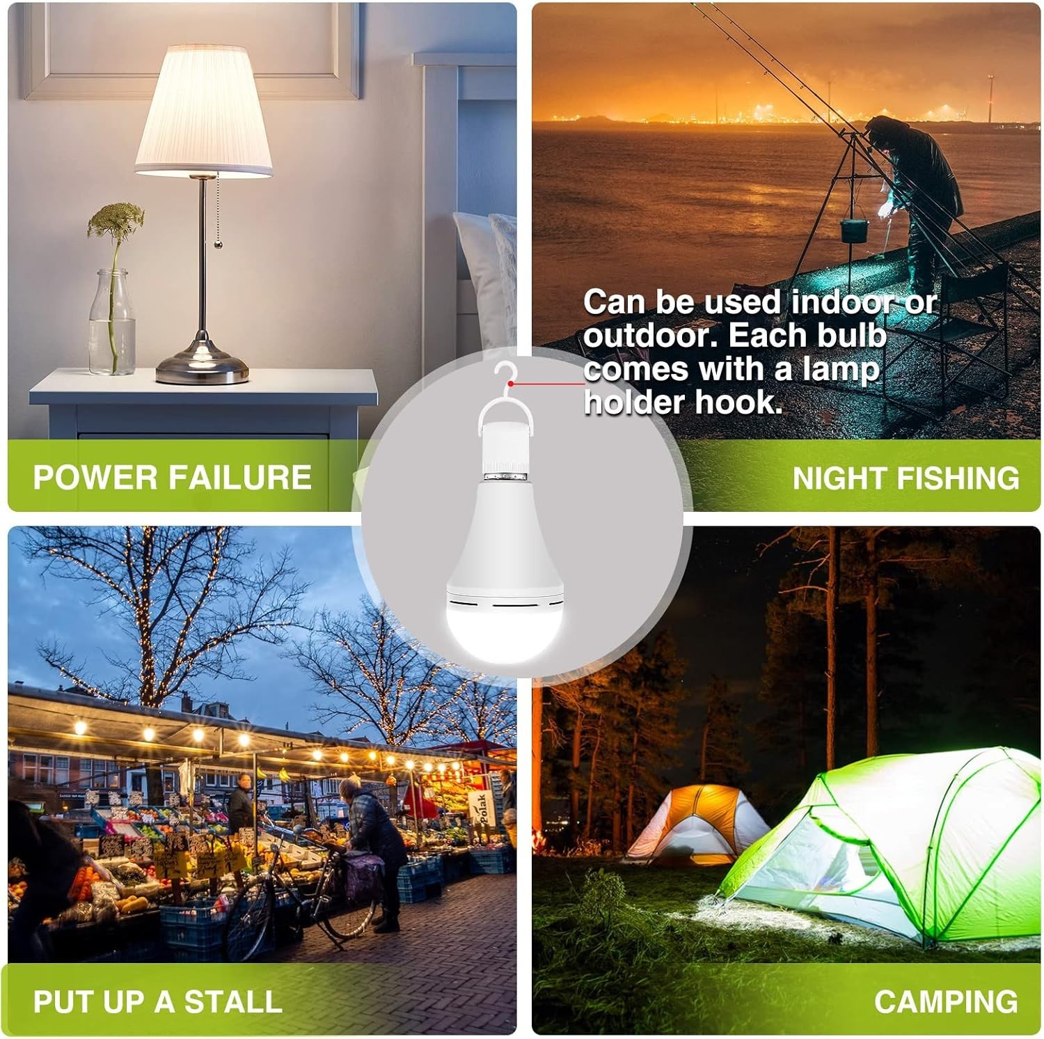 4 Pack Self Charging Emergency LED Light Bulbs for Power Outage