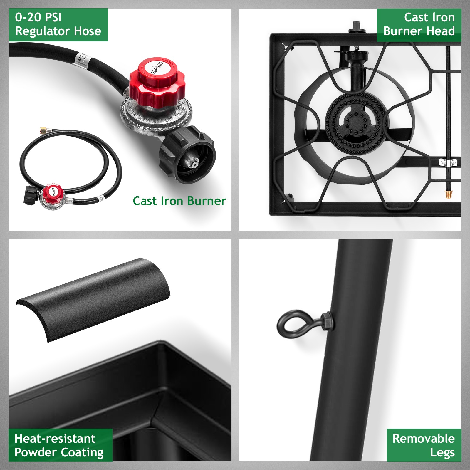 Propane 7.5W-22.5 BTU 1-3 Gas Burners Outdoor Cooker Stove BBQ Grill US