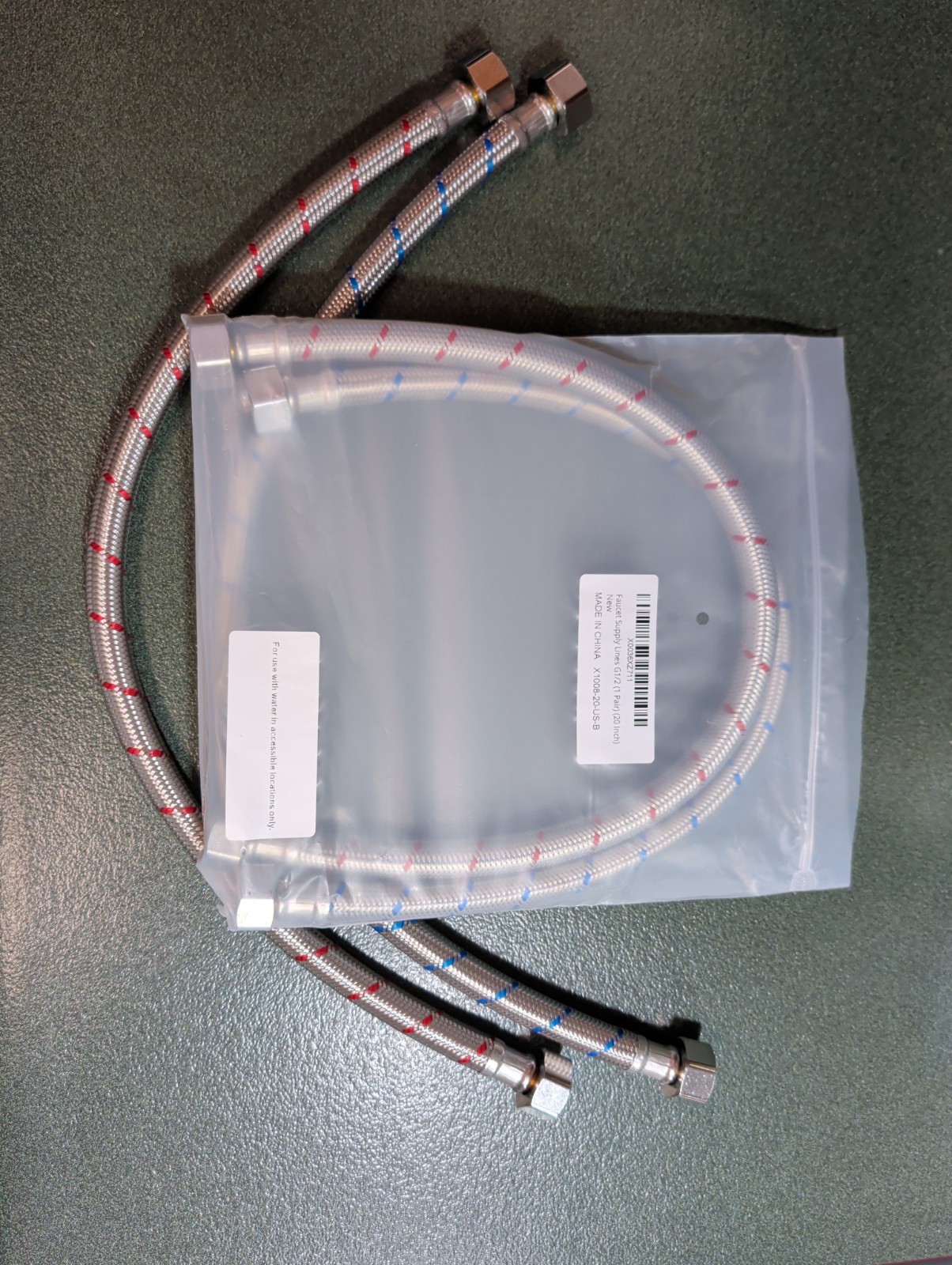20″ STAINLESS STEEL WATER SUPPLY TUBES (4) 1/2″ COMPRESSION. BRAND NEW