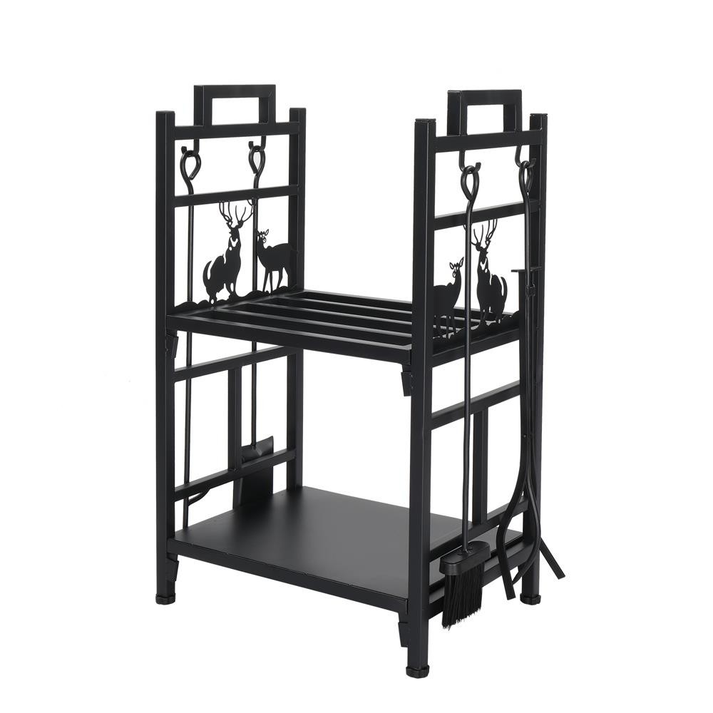 Heavy Duty Metal Firewood Log Rack Wood Storage Firewood Holder Indoor & Outdoor
