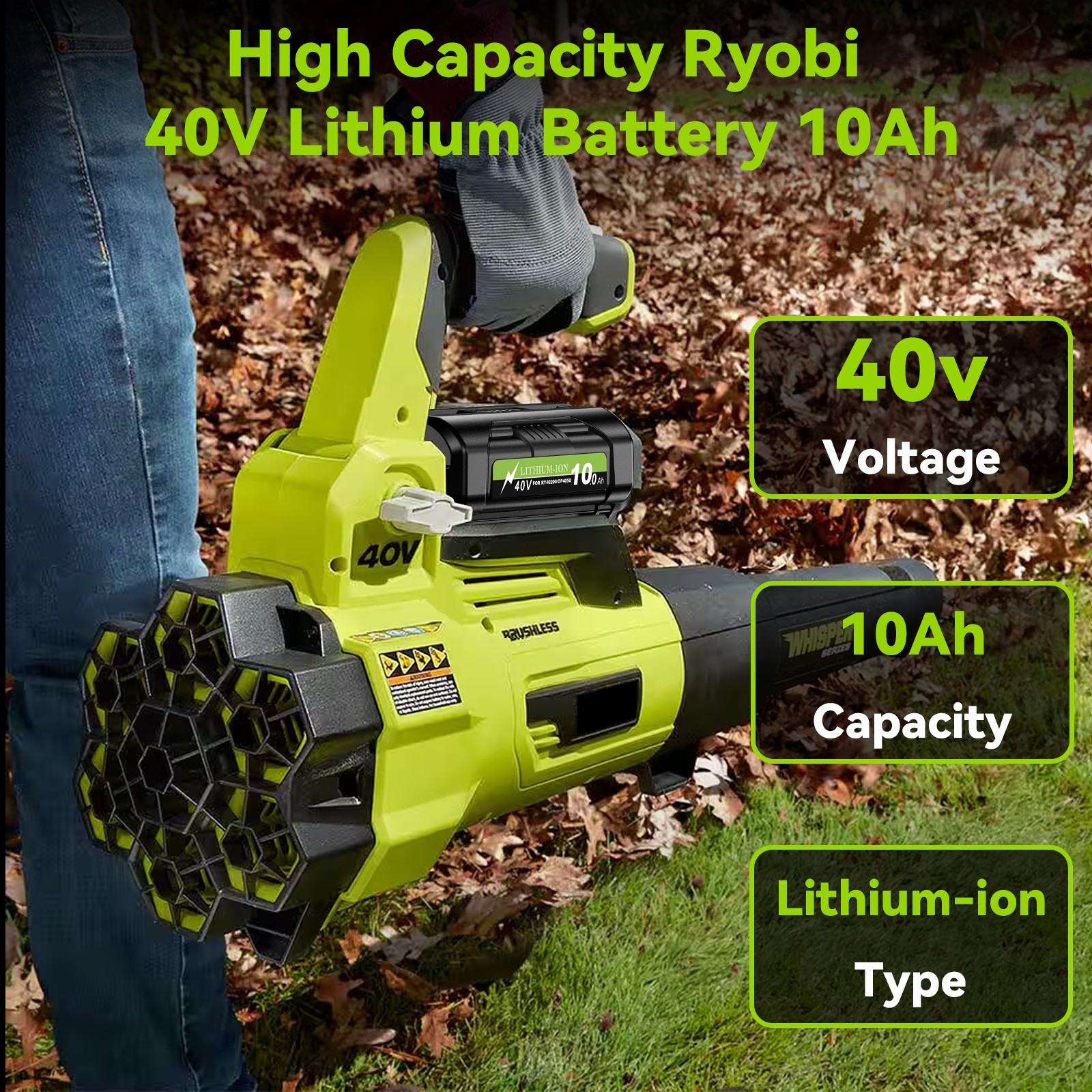 10.0 AH For Ryobi 40 Volt Battery Max Lithium-ion OP4050 OP40602 High Capacity