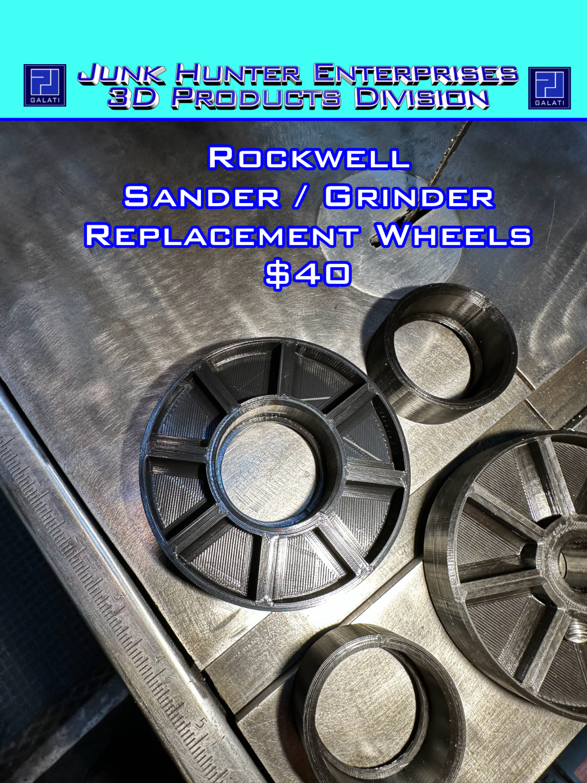 DELTA ROCKWELL 1″ X 42″ Belt Sander Grinder Wheel Set with or Without Bearings