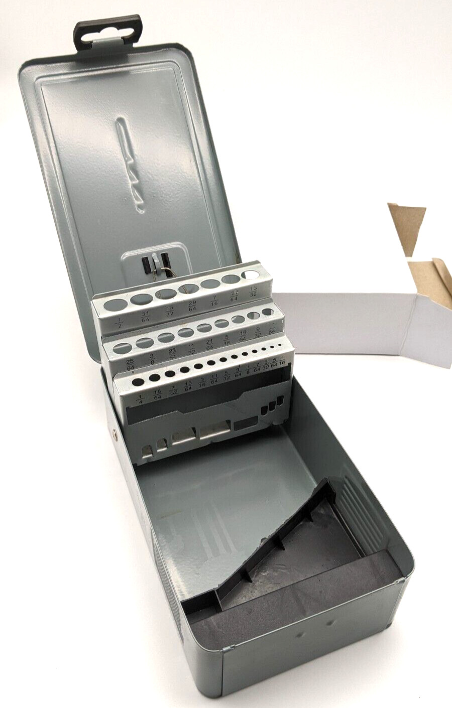NEW 29pc Metal Drill Index Empty Box-1/16″ to 1/2” X 64TH Jobber- Free Shipping