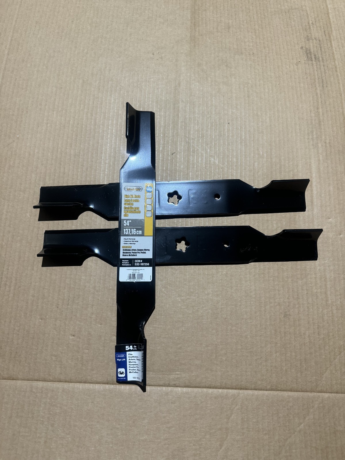 OEM HUSQVARNA 54″ LAWN MOWER DECK BLADES 187254 187256 FITS CRAFTSMAN POULAN