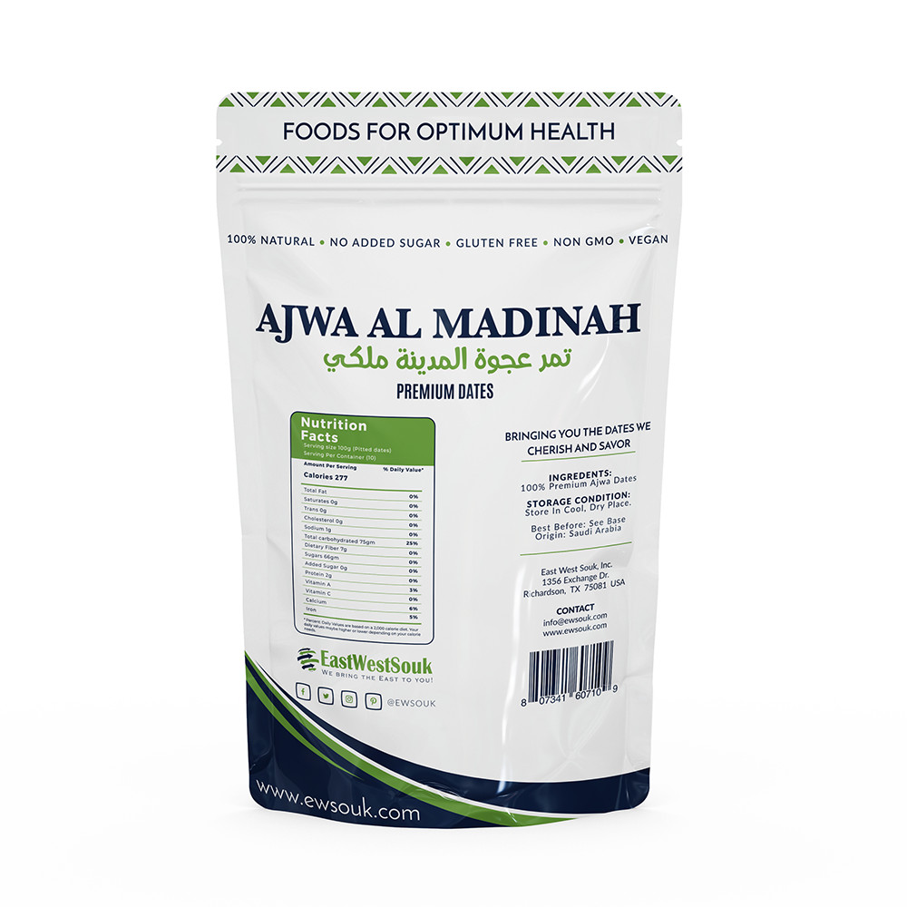 Al Madina Ajwa Dates – Premium Quality- 2.2lb (1000g)-Fiber-Rich Snack Dry Fruit