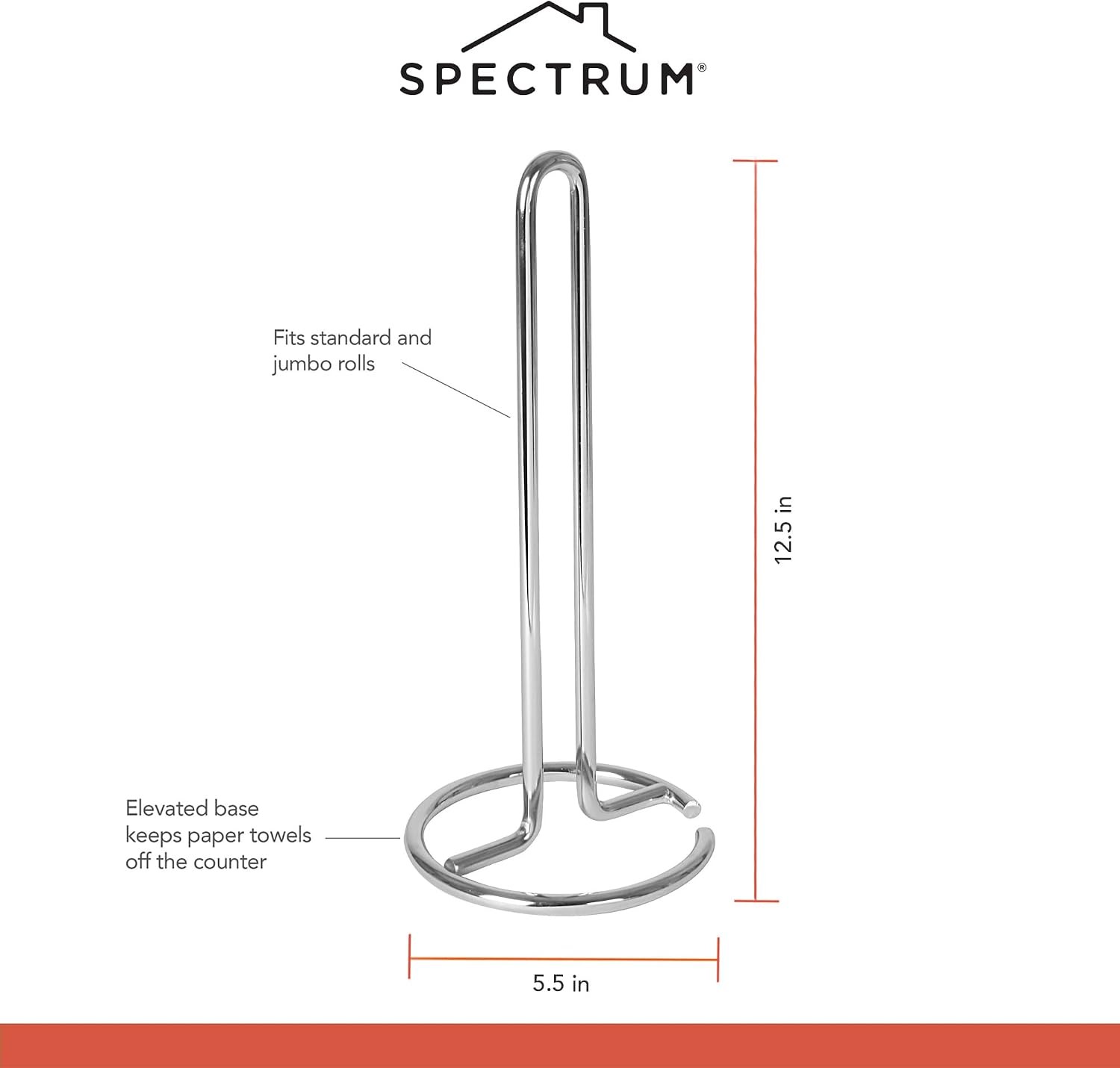 Chrome Paper Towel Holder Countertop Kitchen Organizer, Easy Tear Modern