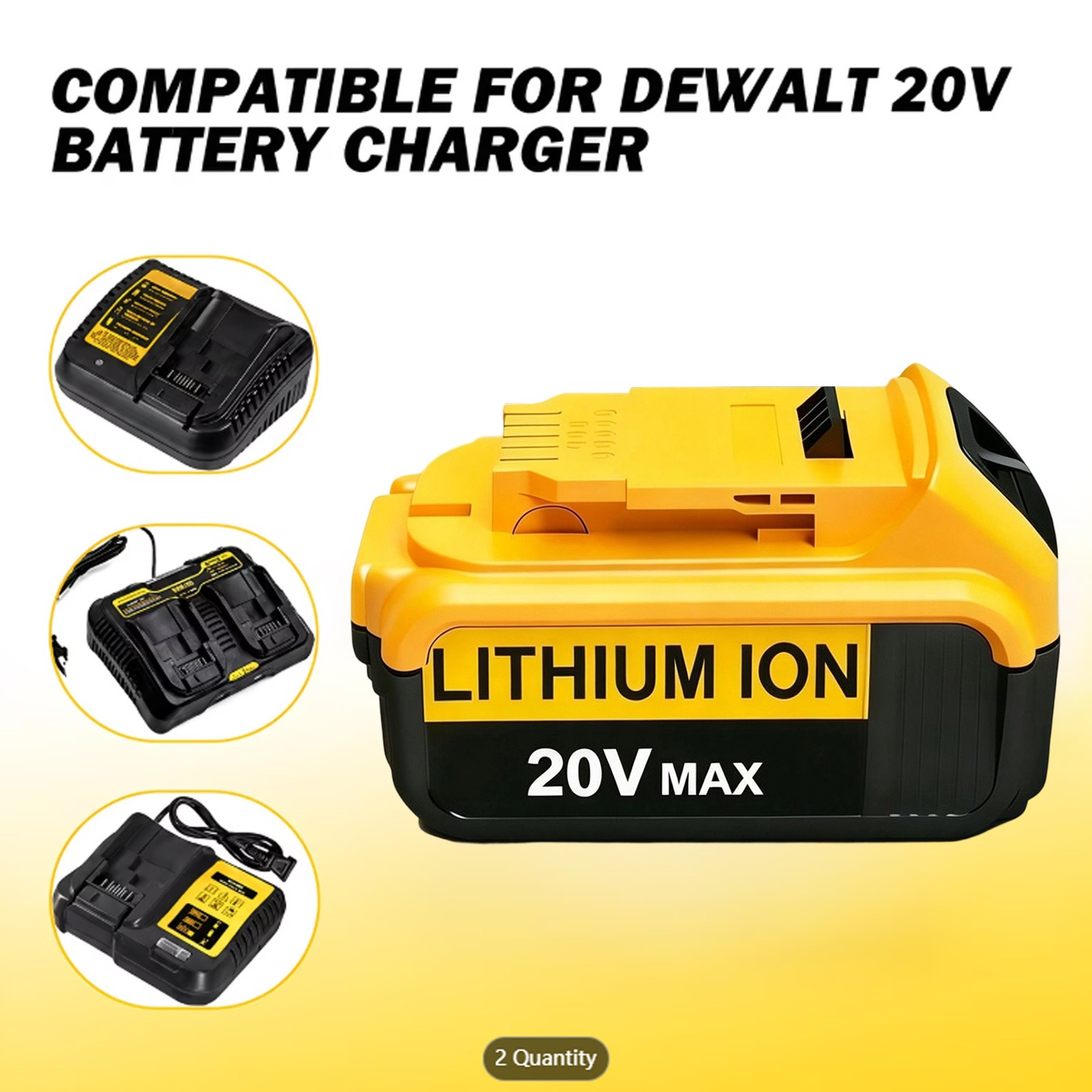 4x 8Ah Lithium Battery for DeWalt 20V MAX DCB206 DCB204 DCB200 & DCB104 Charger