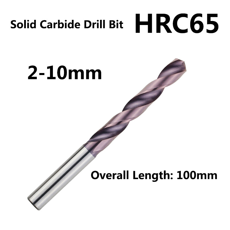 1PC 2mm-10mmx100mm HRC65 Solid Carbide Drill Bit For Hard Alloy Stainless Steel