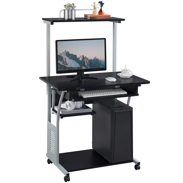 Rolling Computer Desk w/ Printer Shelf Laptop Writing Study Table Home Office