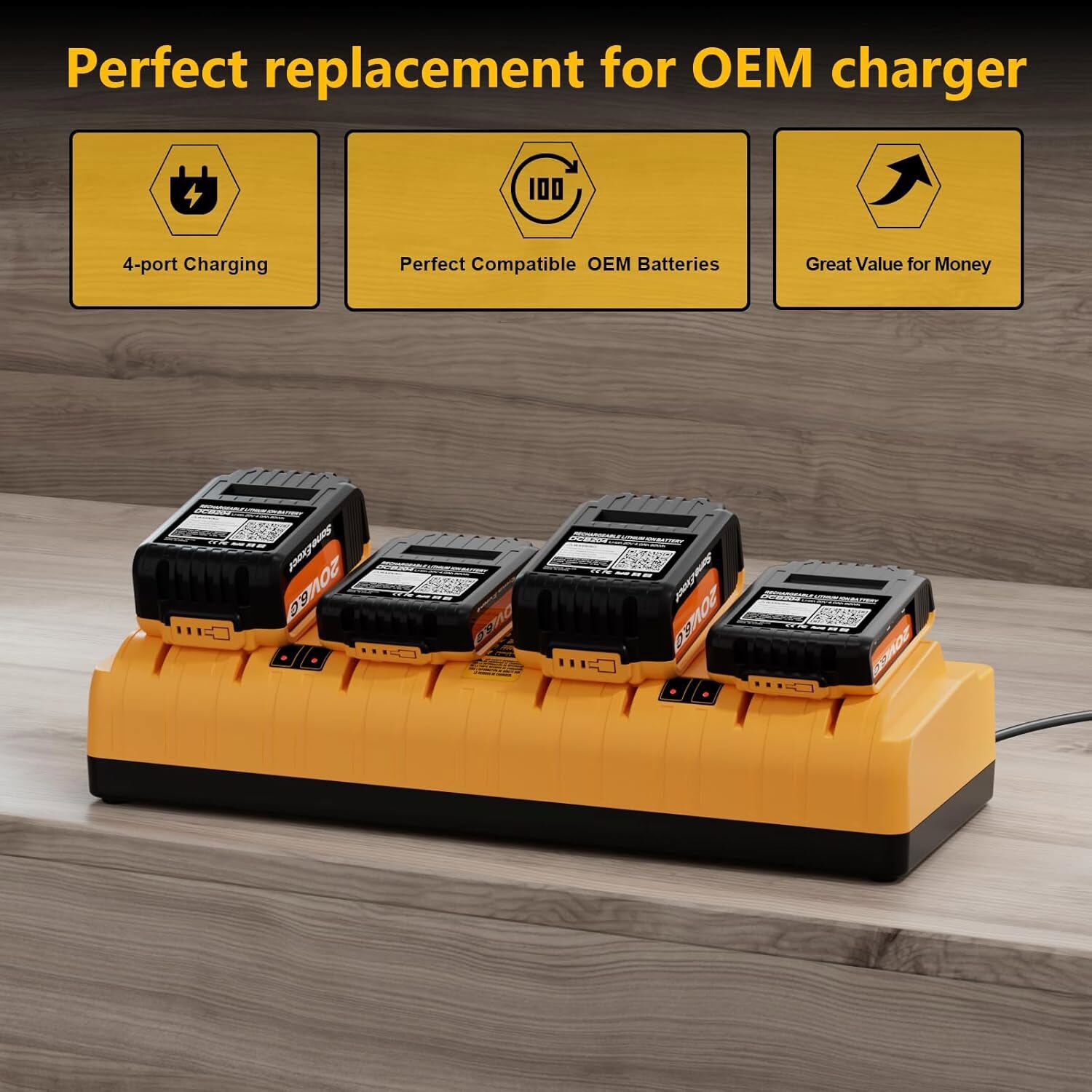 4-Port Battery Charger for Dewalt DCB104 Flexvolt 20v/60v Battery DCB112 DCB115