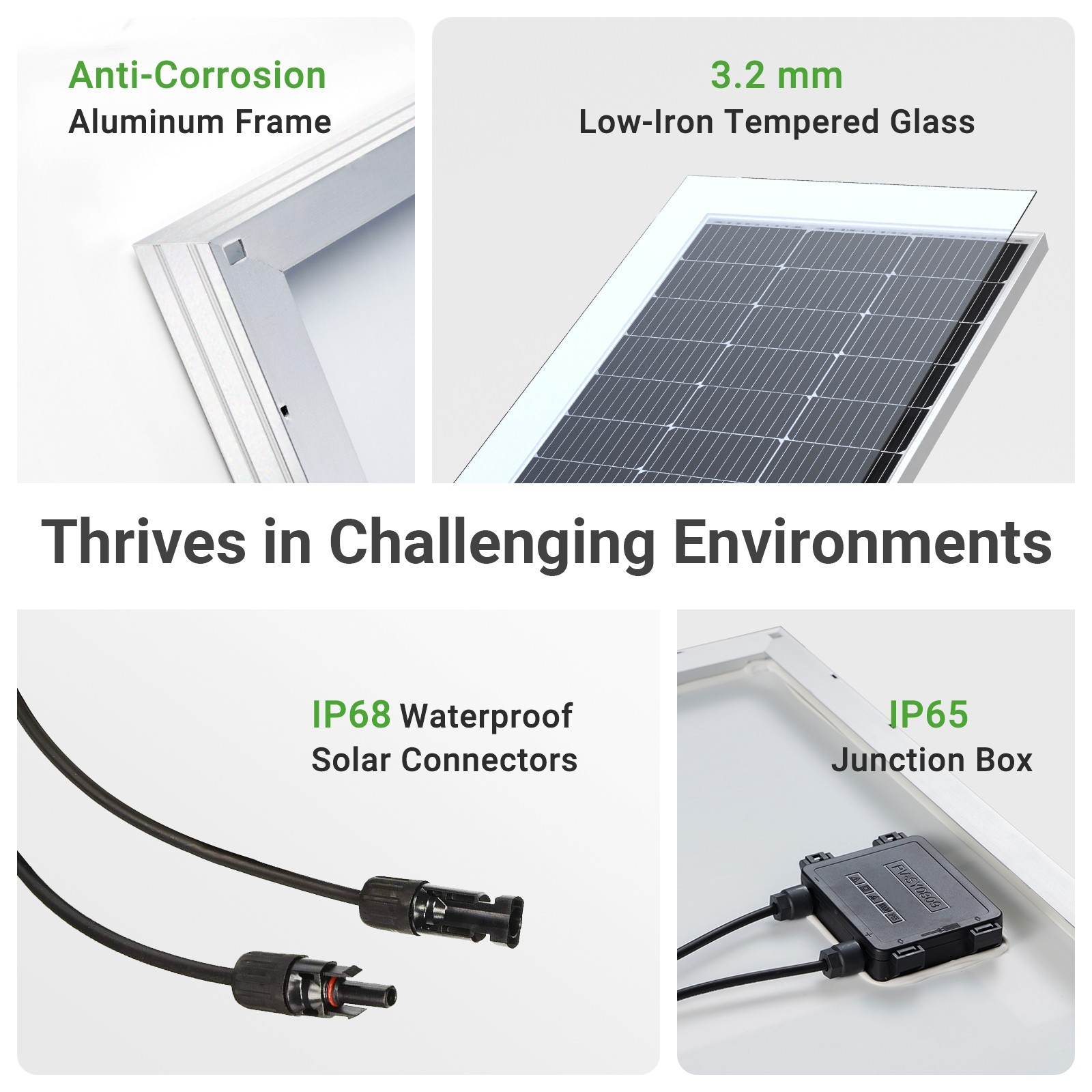 Traver Force 4 packs 100 Watt 12 Volt 9BB Monocrystalline Solar Panel
