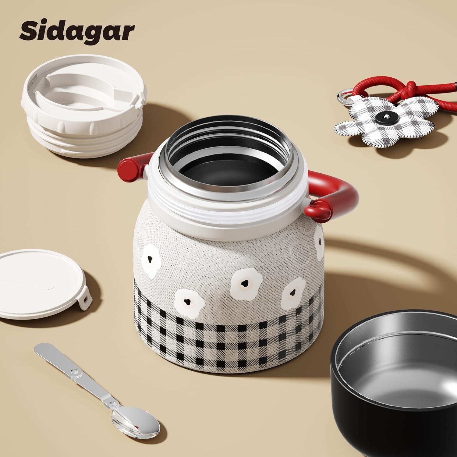 Sidagar 24 oz Insulated Food Container 12h Heat Retention with Foldable Spoon