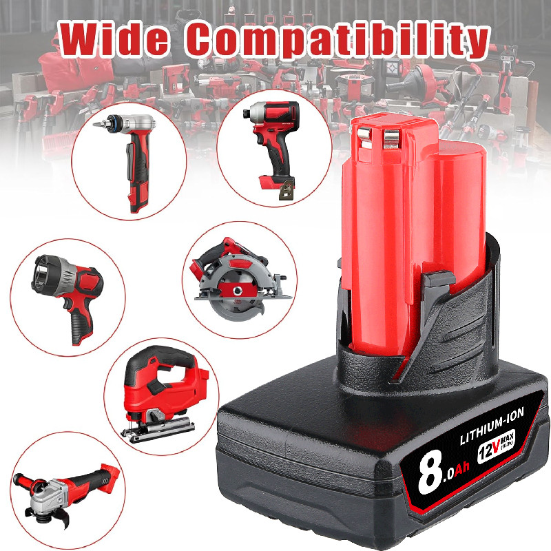 6X 8.0Ah For Milwaukee for M12 12V Battery 48-11-2440 48-11-2450 48-11-2460 new