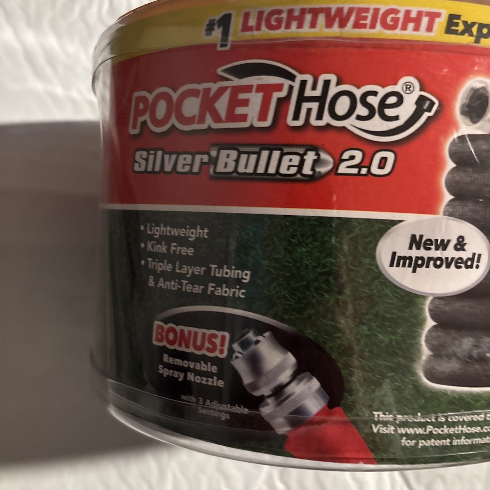 Pocket Hose Silver Bullet 2.0 100 ft Expandable Water Hose w/ Removable Nozzle