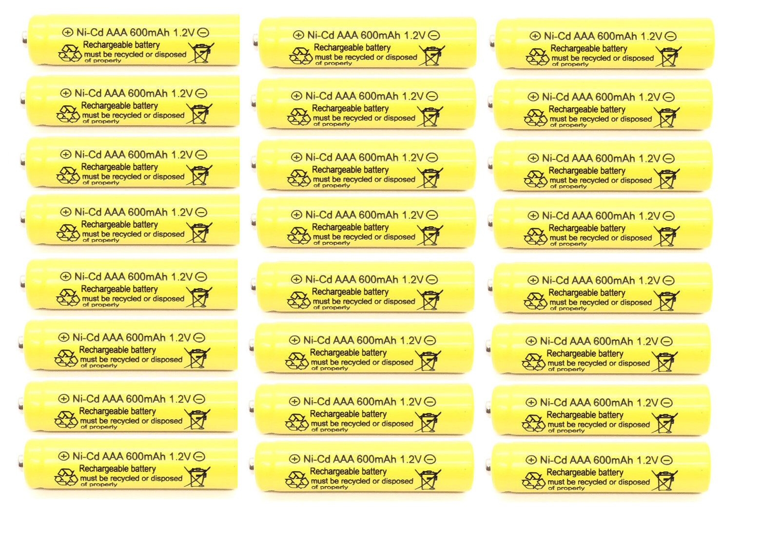 24 pcs Rechargeable NiCd AAA 600mAh Ni-Cad Batteries for Solar-Powered Light B24