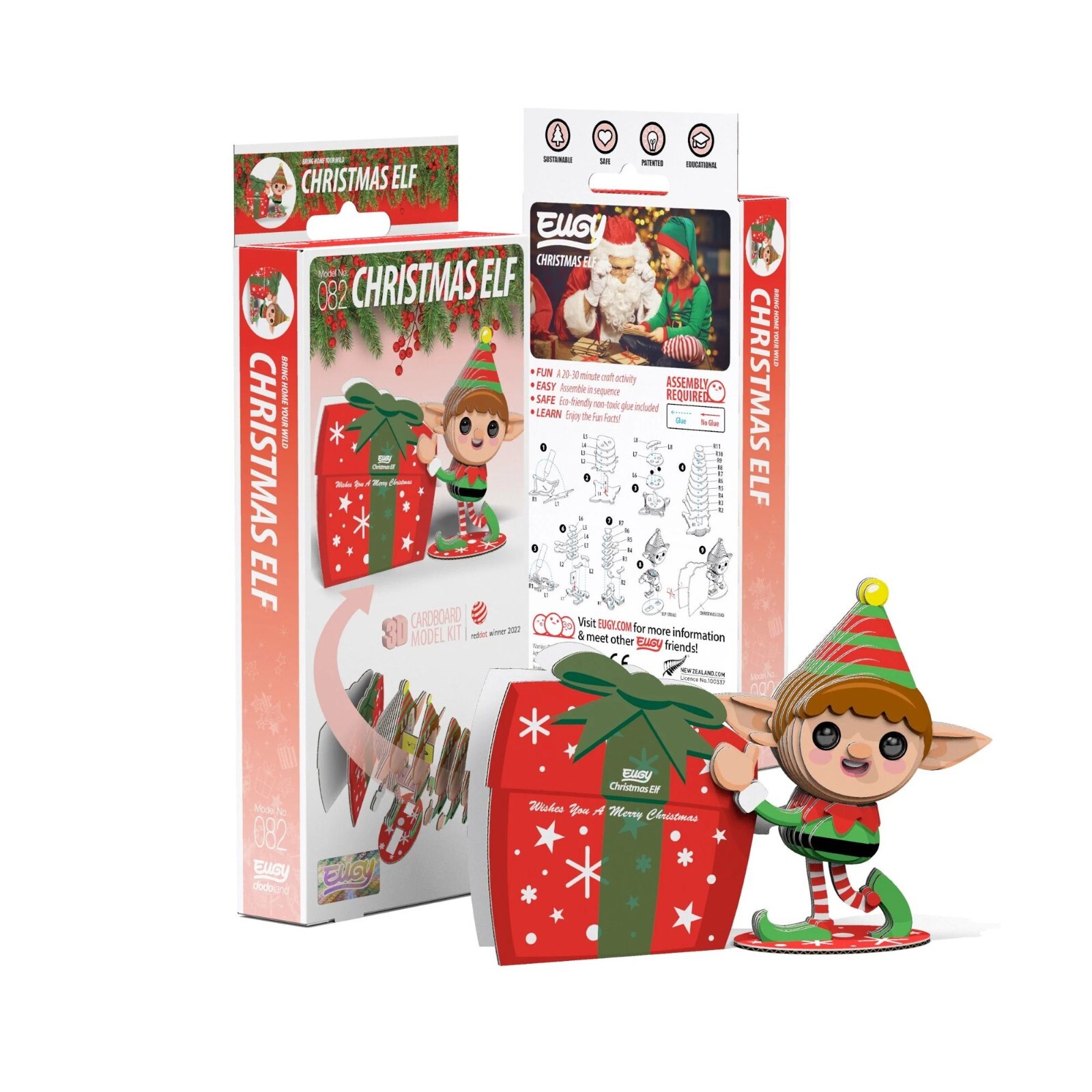 Christmas Elf 3D Figurine Kit – 4.72in. L x 1.38in. W x 3.43in. H (sl105663)