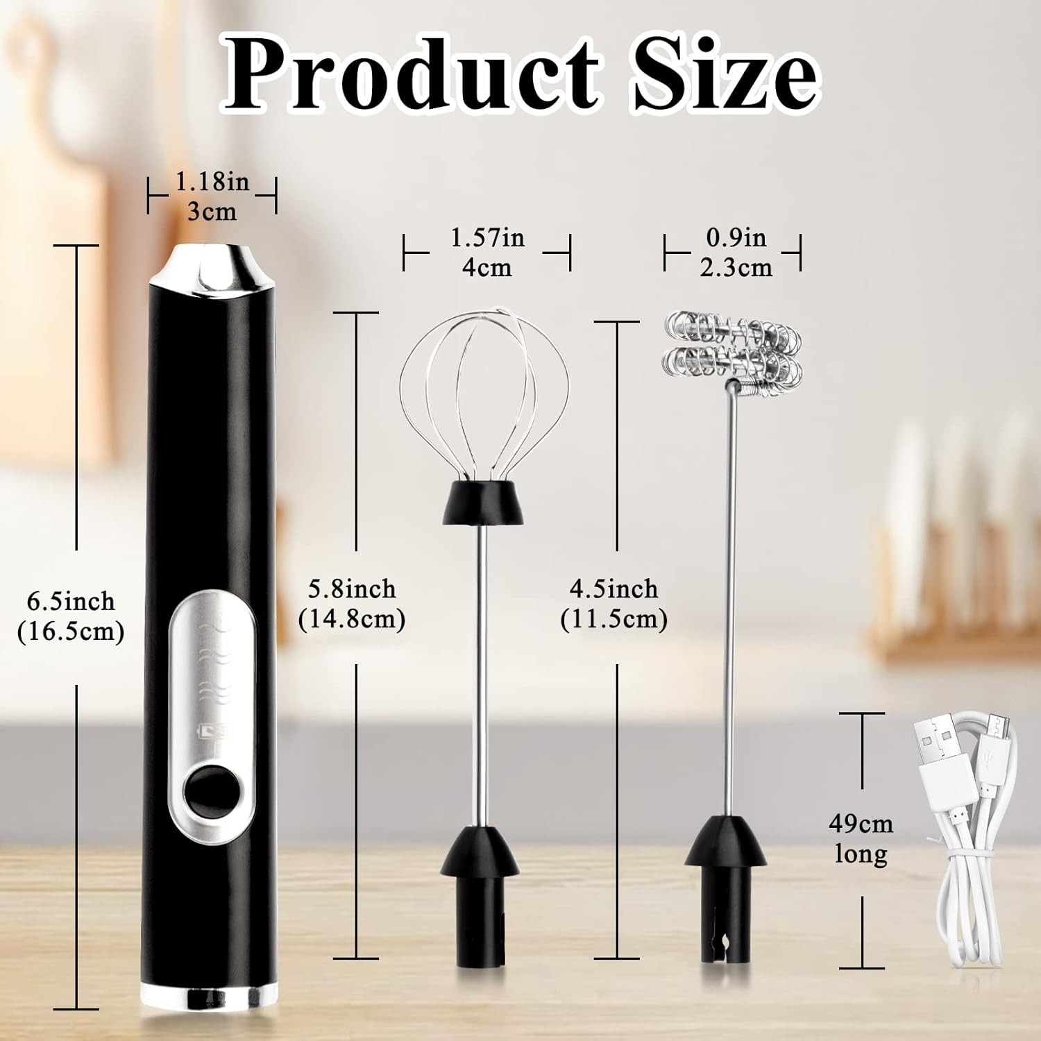 3in 1 Handheld Electric Whisk Mixer,Rechargeable 3 Speed Milk Frother Egg Beater