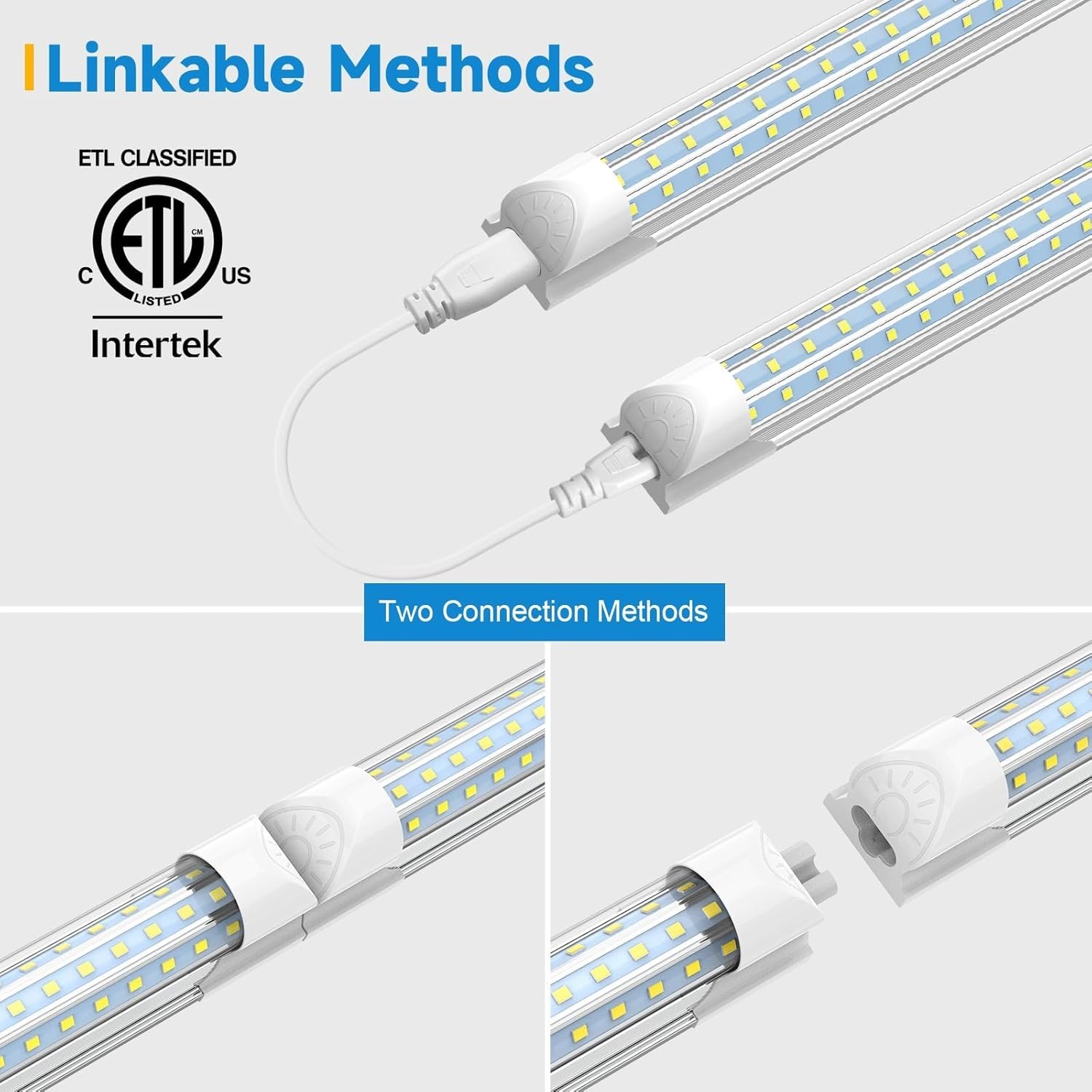 T8 4FT 8FT LED Shop Light Fixture Integrated 60W 120W Tube Light Bulbs D-Shape