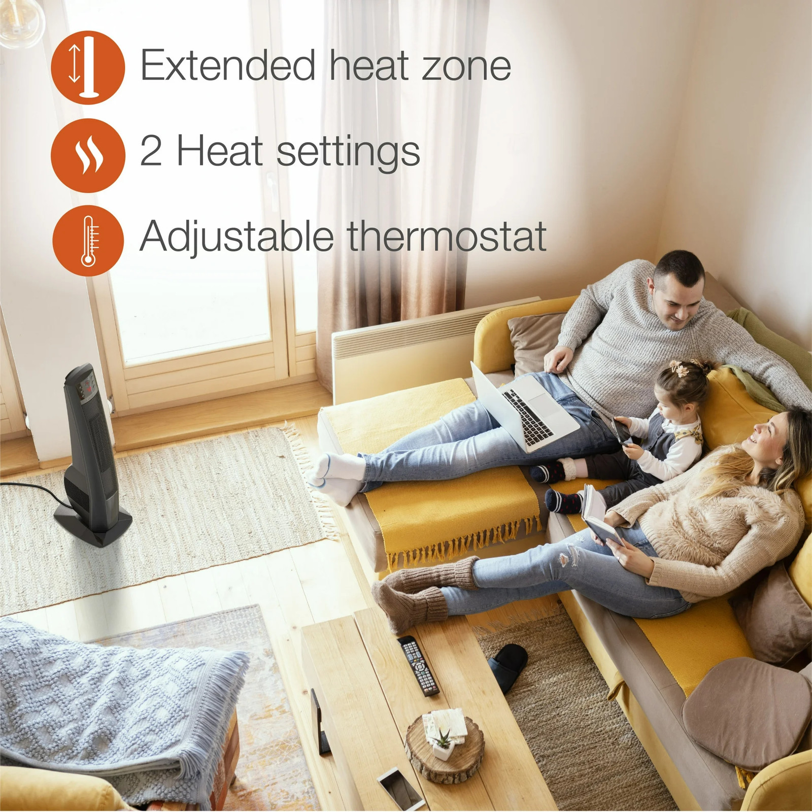 Lasko Oscillating 32″ Ceramic Tower Space Heater 1500W Remote Control 8hr-Timer