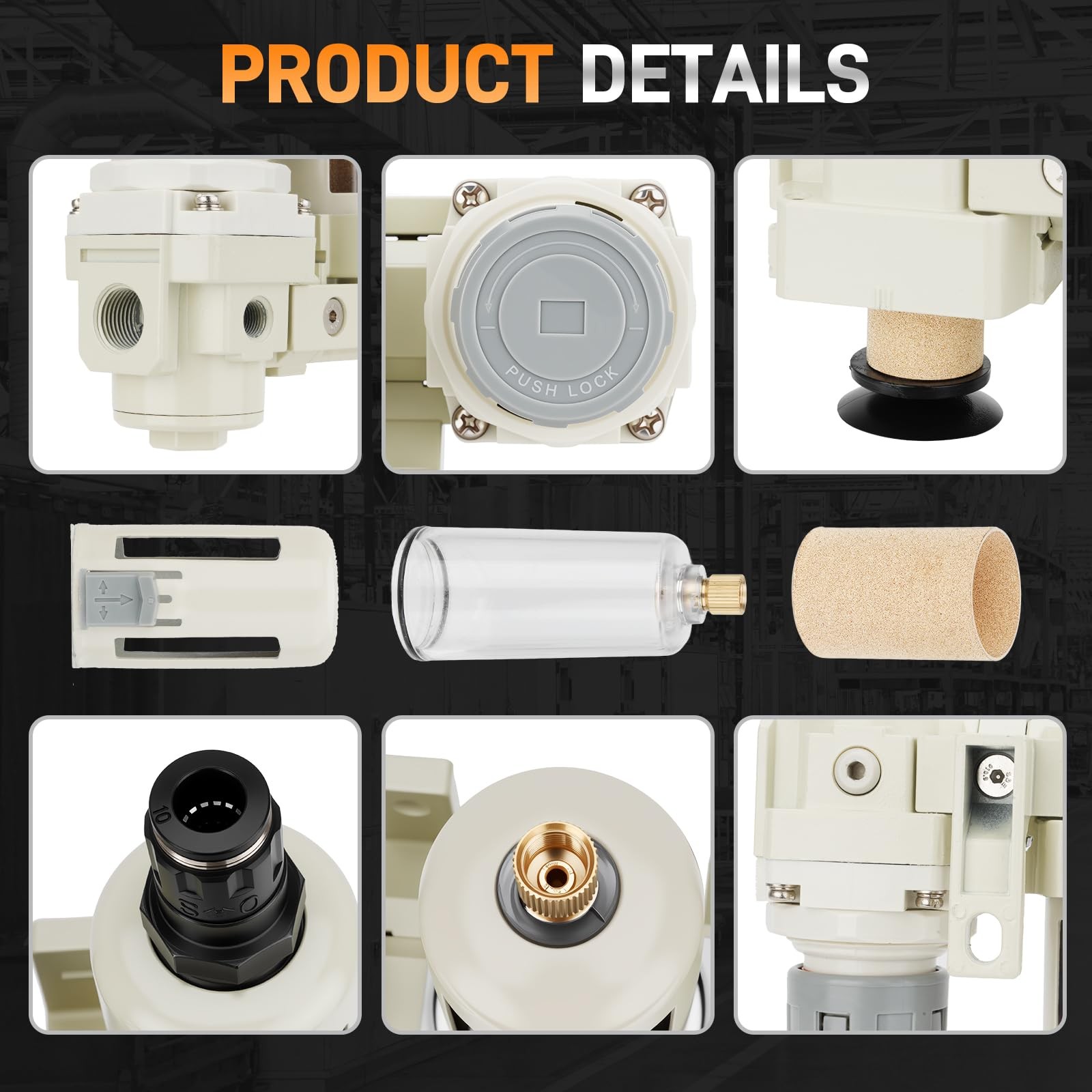 3/8″ NPT Air Compressor Filter Regulator W/ 2-Stage Auto & Semi-Auto Drain Dryer