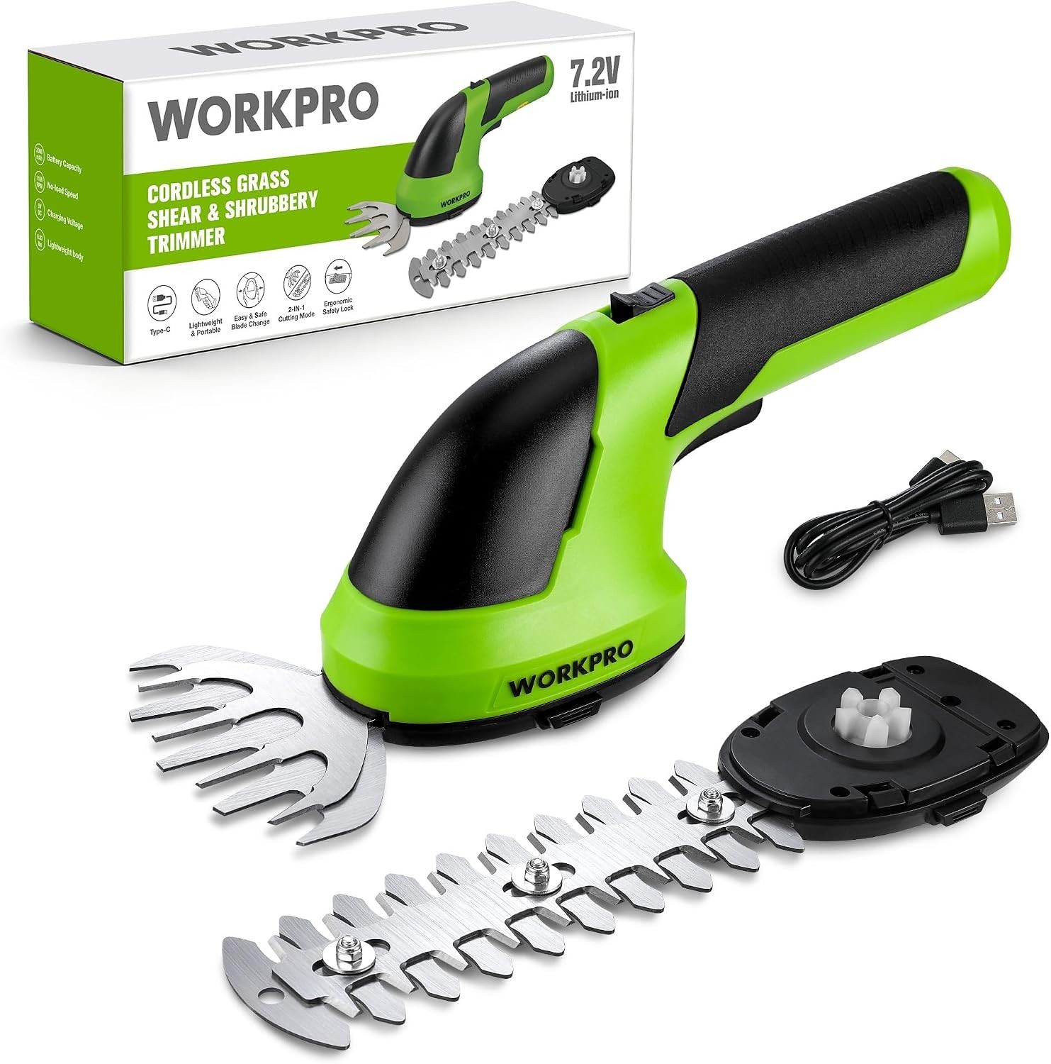 Cordless Grass Shear and Shrub Trimmer with Rechargeable Lithium-Ion Battery