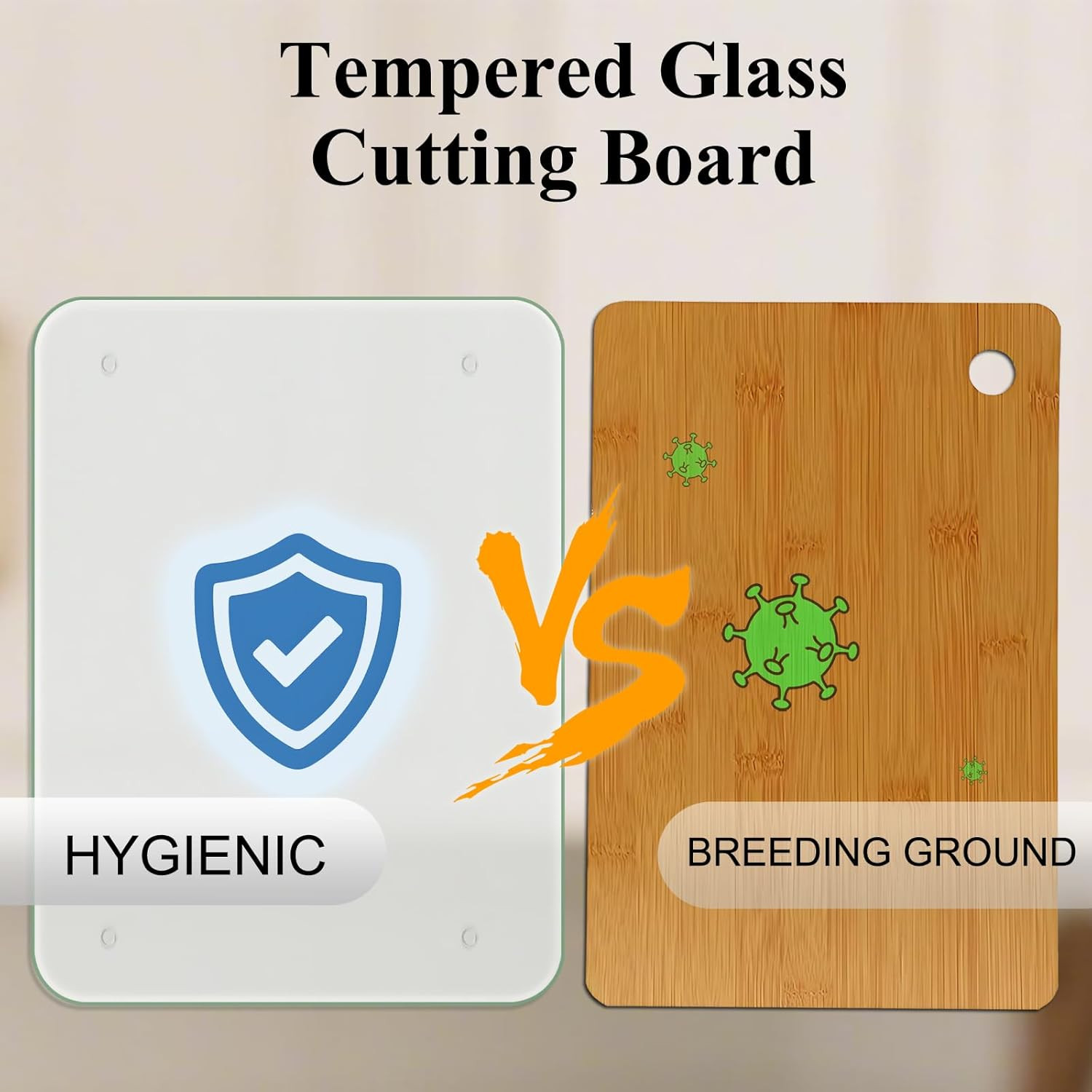 Tempered Glass Cutting Board for Kitchen, 12 X 16 Inch Clear Cutting Board with