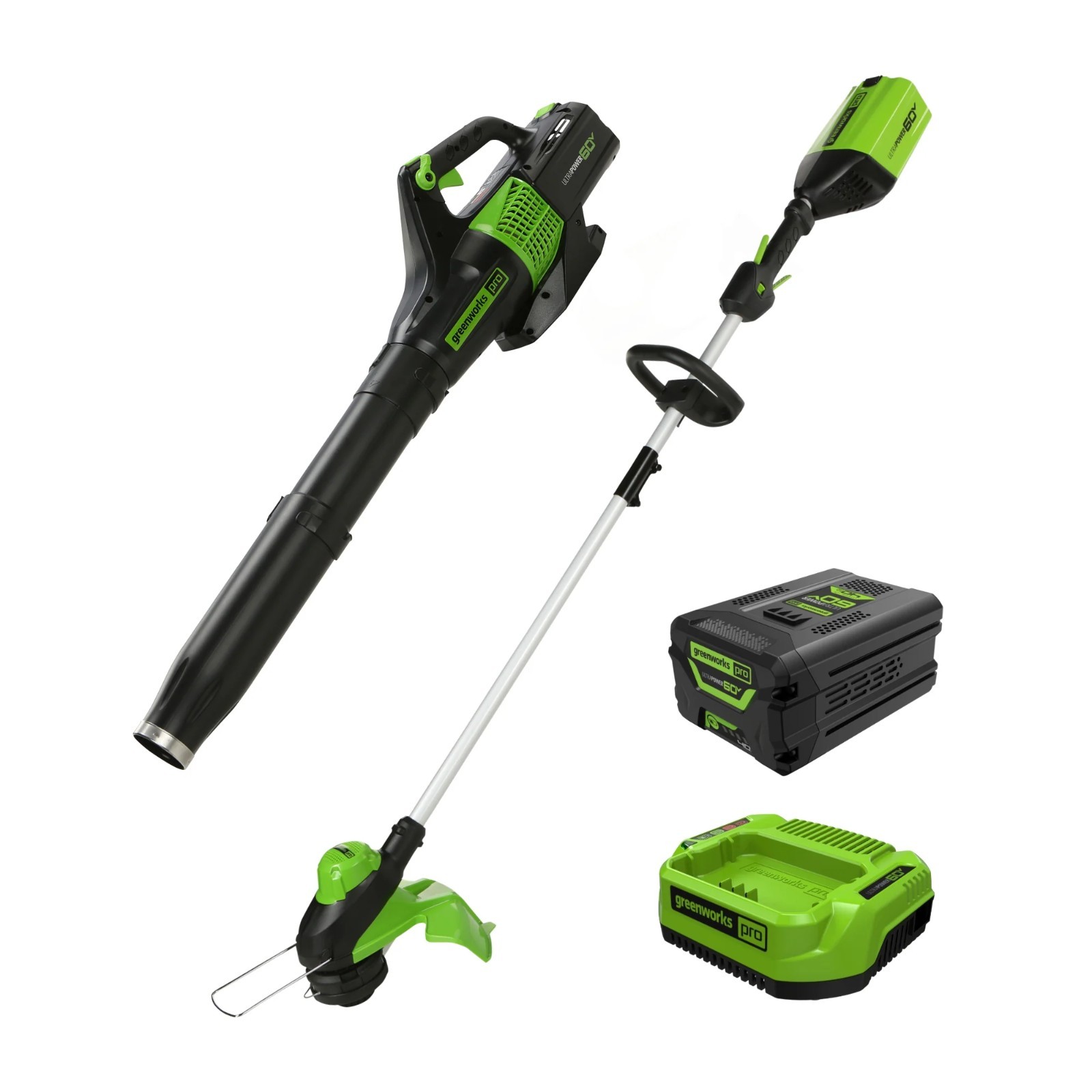 Greenworks 60V 13″ String Trimmer & 540 CFM Leaf Blower w/ 4A Battery & Charger