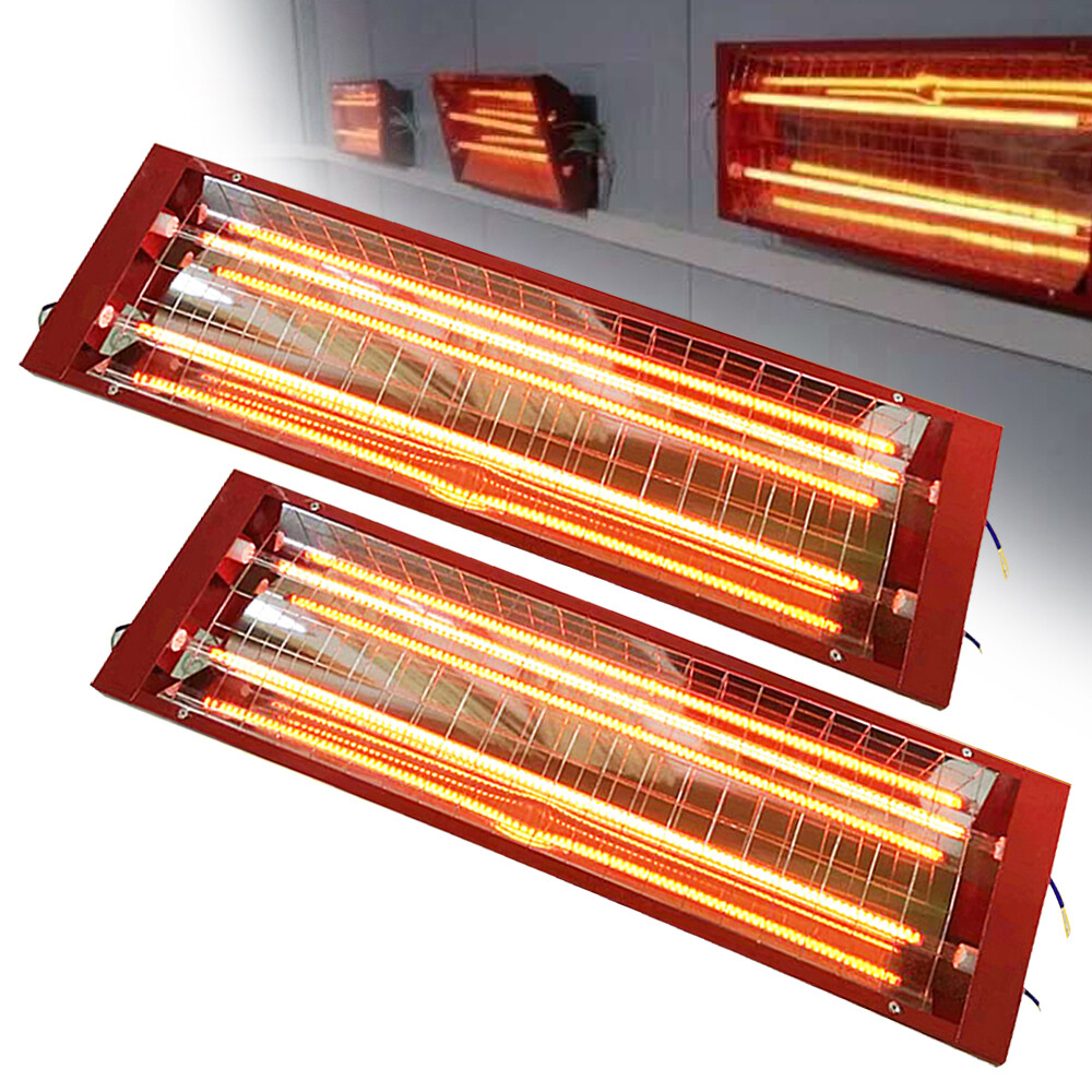 2Pcs 2000W Spray Baking Booth Infrared Paint Curing Light Heating Lamp Heaters