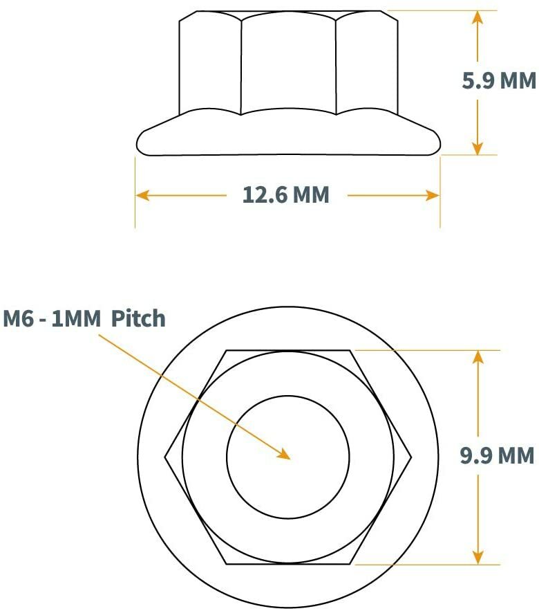25pcs M6 Serrated Hex Flange Nut M6 Machine Screw Nut Zinc Plated (QLN1200)