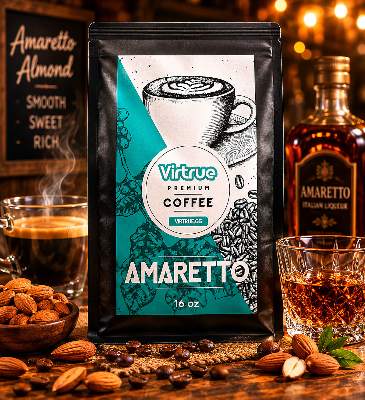 Amaretto Flavored Coffee 16oz – Ground or Whole Bean – 5 Stars – Fast Shipping