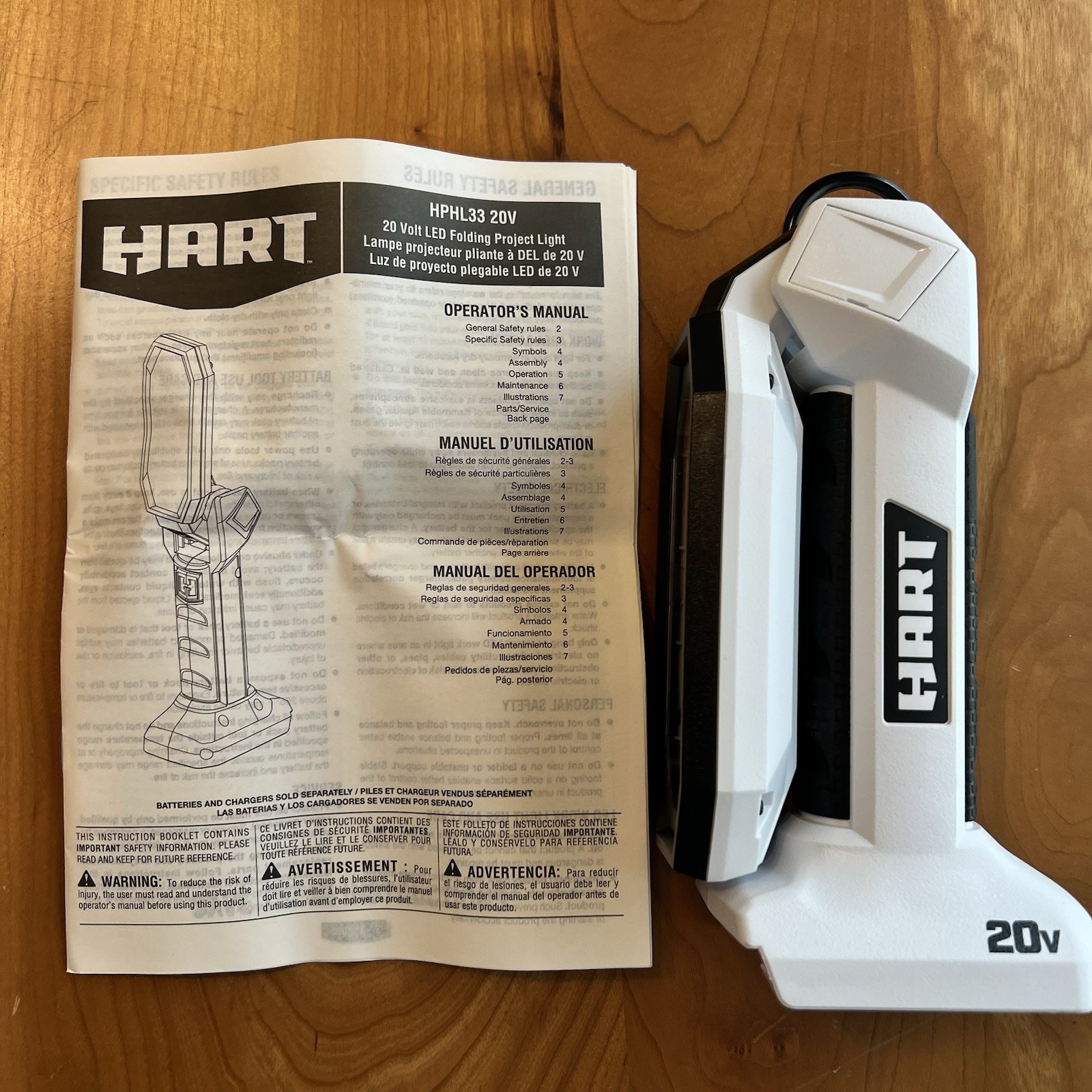 New HART 20-Volt LED Folding Project Light (Open Package) HPHL33 Tool Only