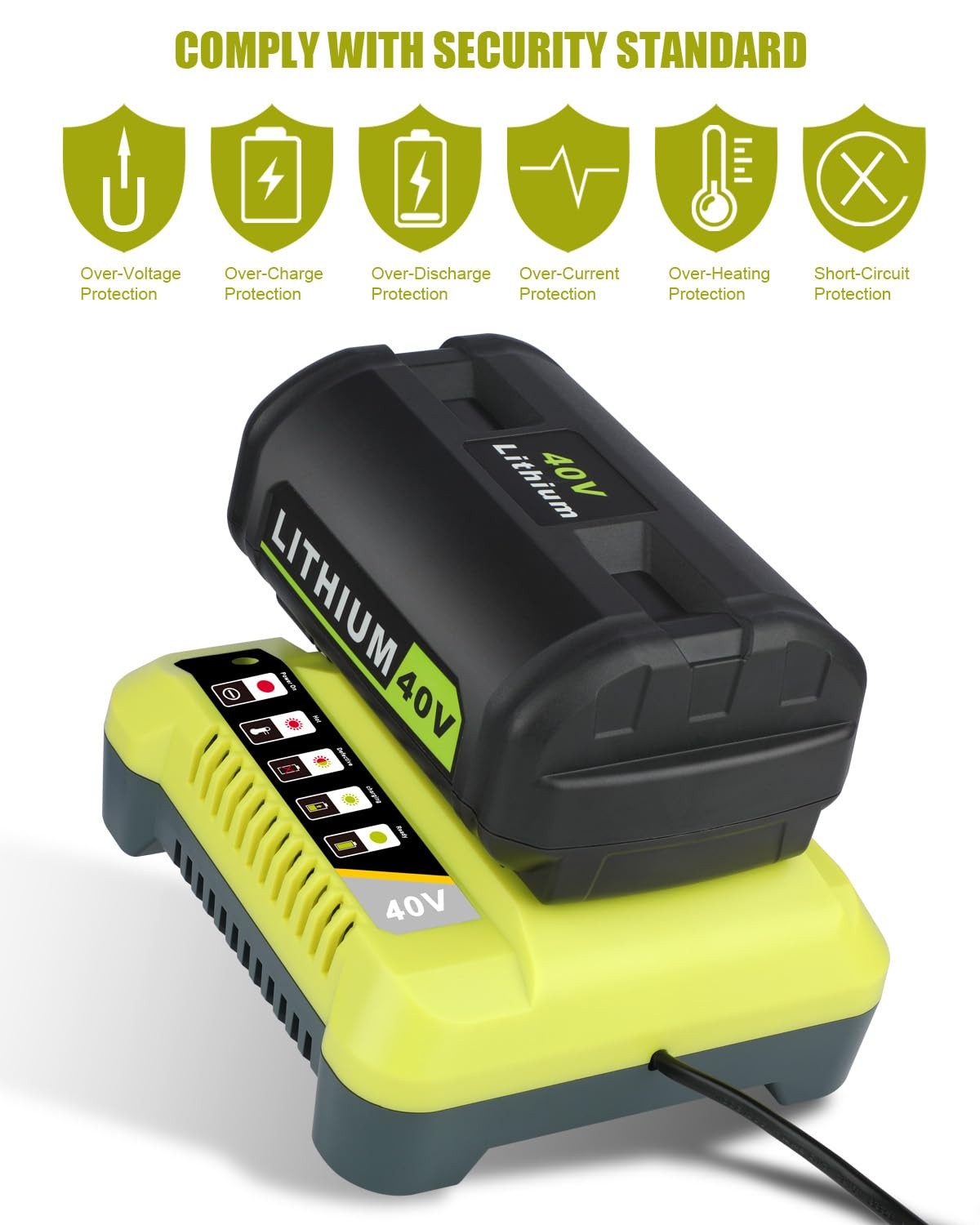 OP401 40V Charger for Ryobi 40 Volt Lithium-Ion Battery Small, Single Port