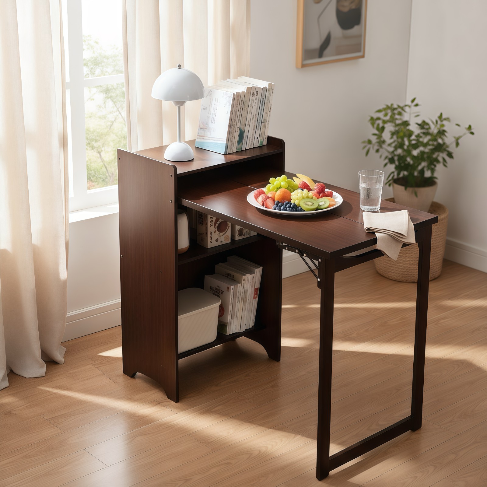Modern Bamboo Folding Desk Storage Gaming Computer Desk Home Office Study Table