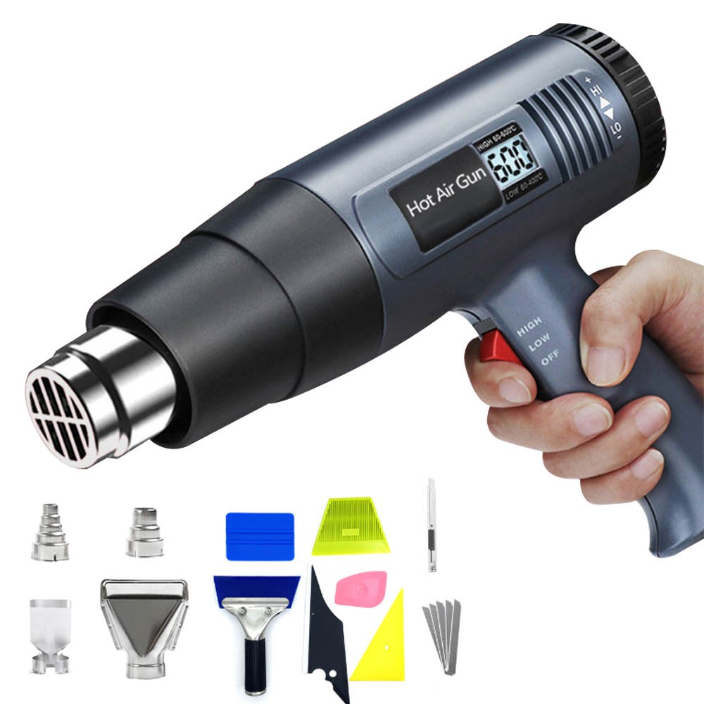 Electric Heat Gun Hot Air Gun Kit Adjustable Temperature Fast Heating Power Tool