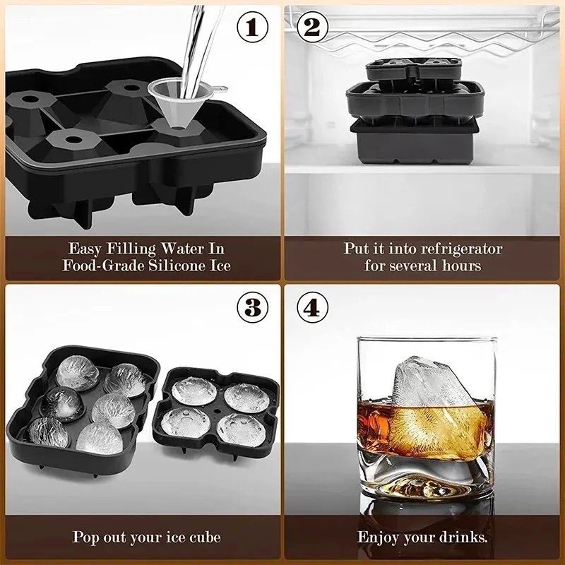 1pc Ice Cube Trays Silicone Ice Cube Molds for Freezer with Lid Reusable Whiskey