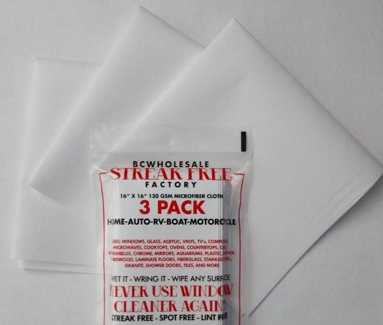 Streak Free Factory MicroFiber Glass Stainless Steel Cleaning Cloth 3 Pack