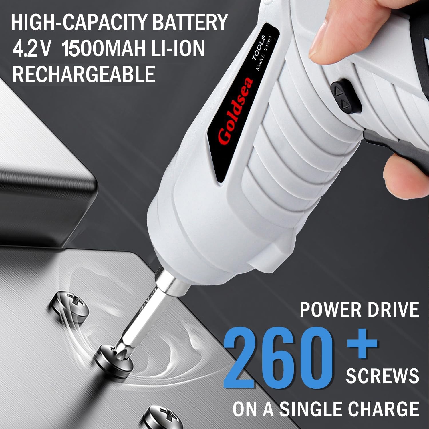 Electric Screwdriver Cordless, Goldsea 4.2V 3.5N.m 1500mAh Battery Rechargeab…