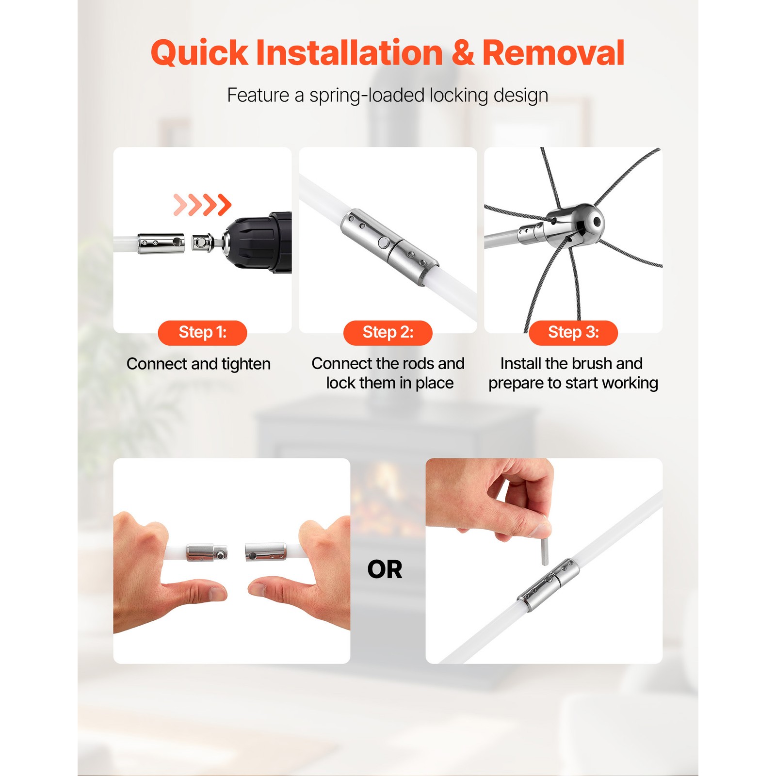 Uimoso Chimney Cleaning Kit for Square, Rectangular, and Arched Chimneys