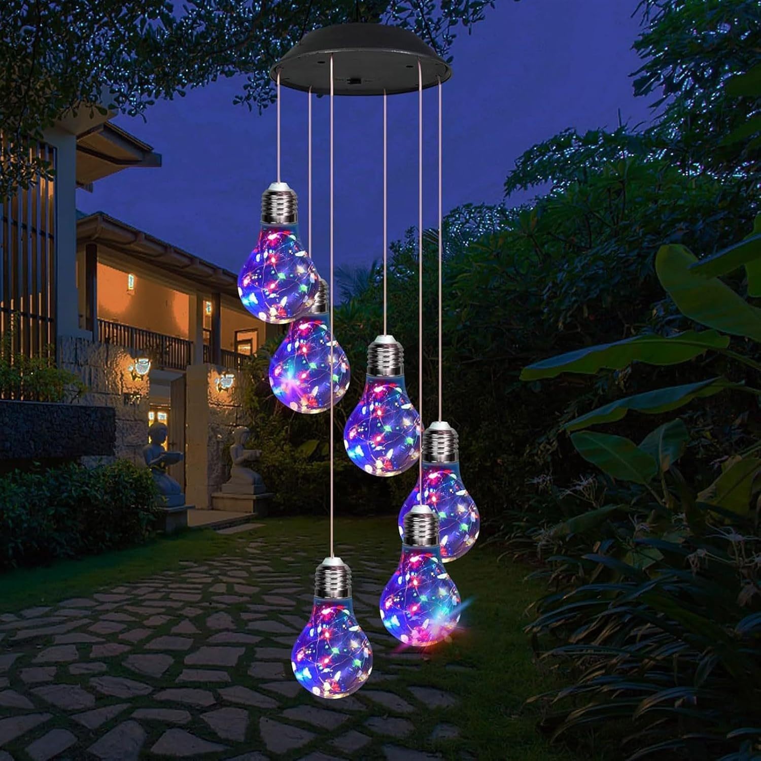 Solar LED Wind Chimes Colour Changing Lights Hanging Light Garden Outdoor Decor