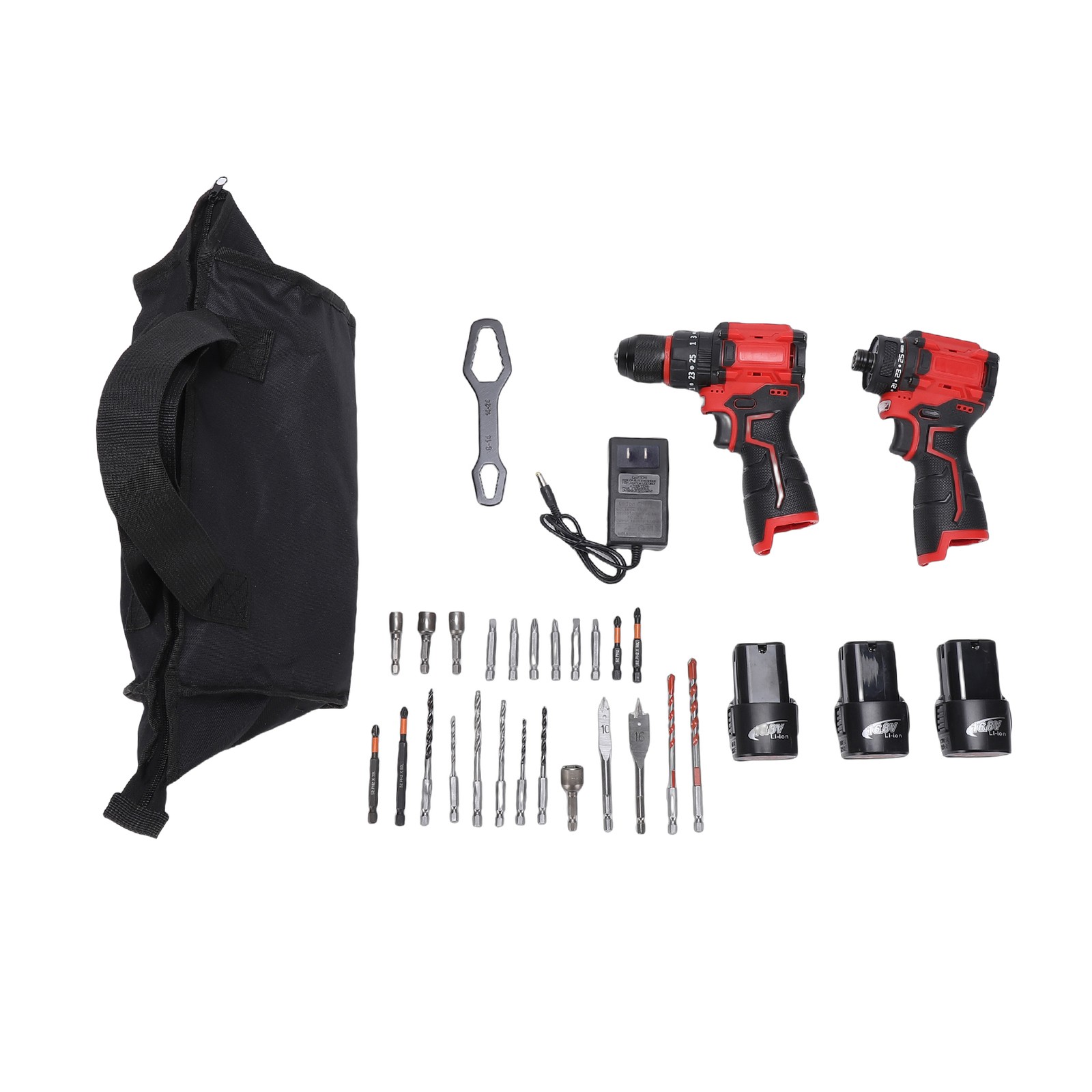 Cordless Drill Combo Kit with Brushless Drill Impact Driver 3Pcs 1300mAh Batteri