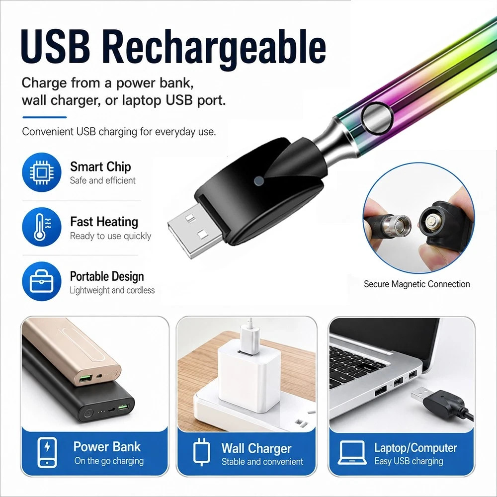 1100mAh USB Rechargeable Cordless Soldering Iron Pen Kit with 3 Temp Settings US