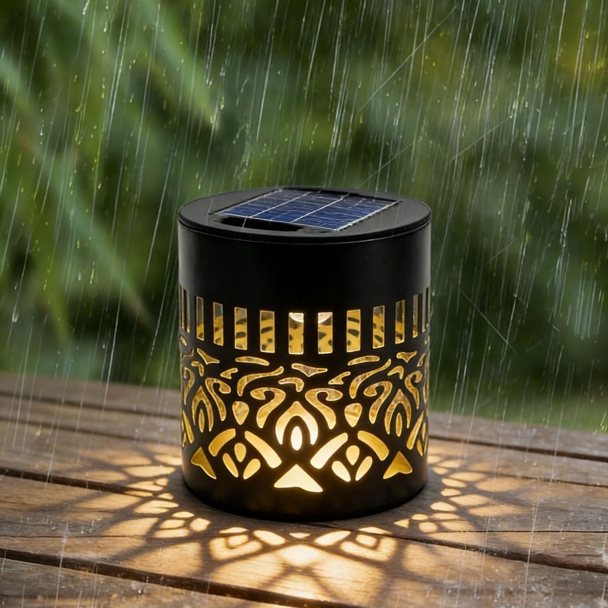 Solar Mandala Wall Light Outdoor Garden Fence Projector Lamp Patio Ambient Decor