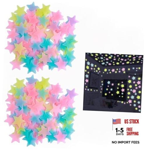 100Pcs Multicolor Glow in The Dark Luminous Stars Fluorescent Noctilucent