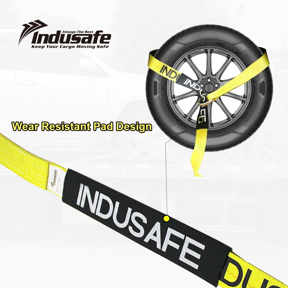 Axle Straps with Flat Hook Car Trailer Hauler Ratchet Tie Down Strap BS 10000lbs