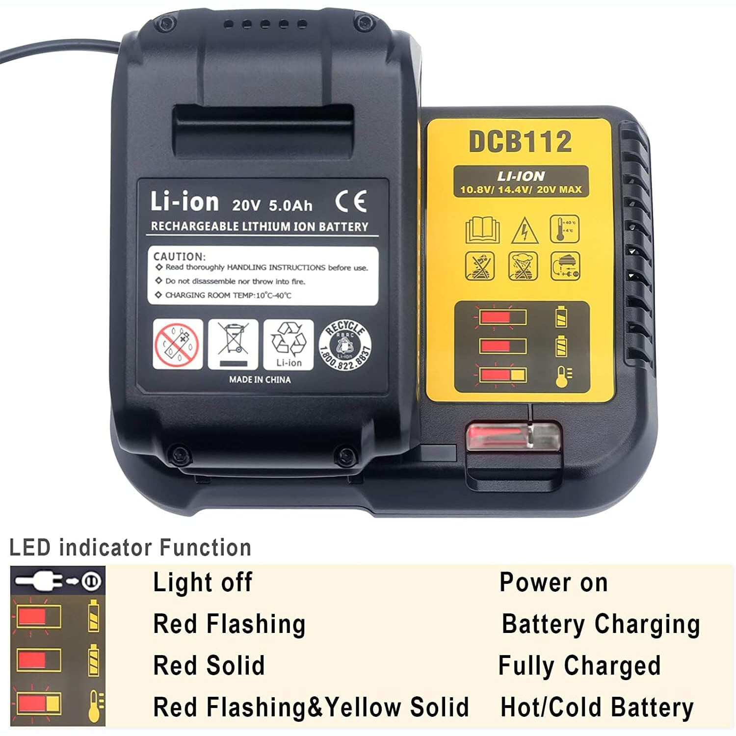 DCB112 Charger for Dewalt 12V MAX FAST Lithium Battery Charger For Drill 20 volt