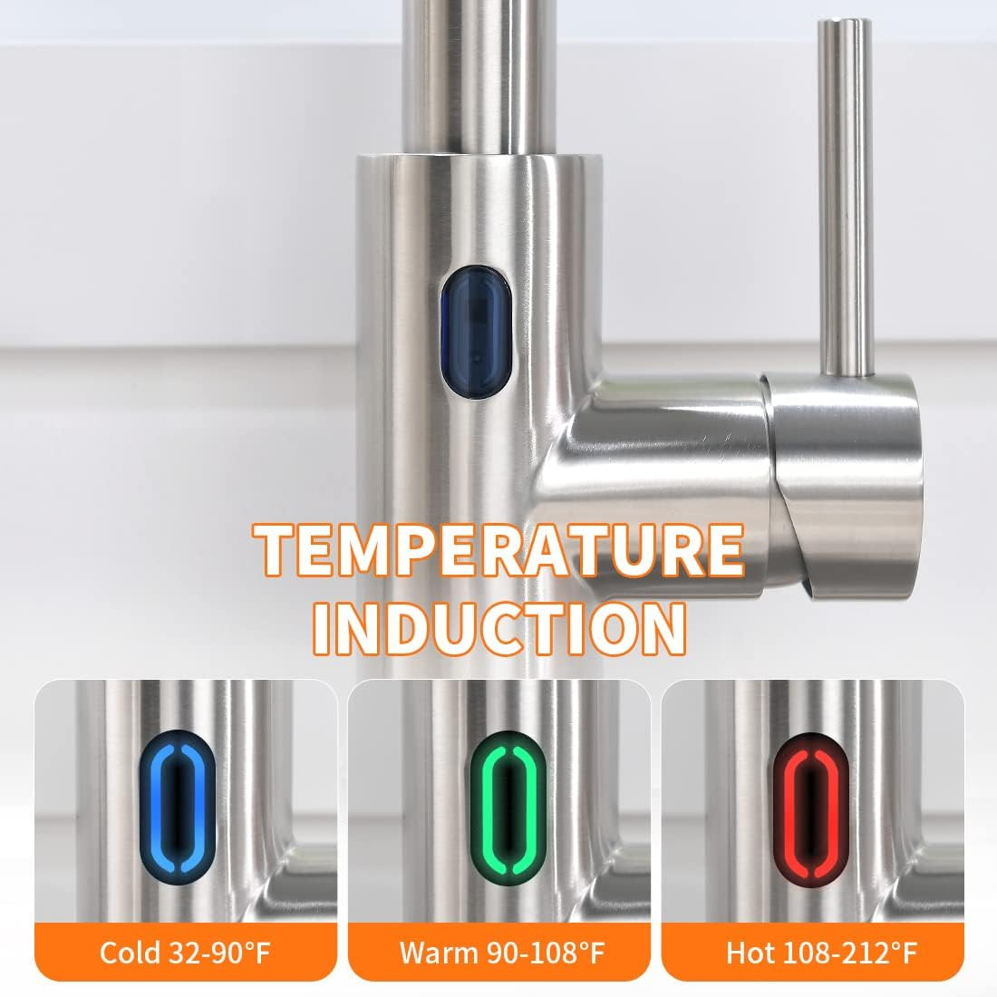 Touchless Kitchen Faucet with Pull down Sprayer LED Light Single Handle Kitchen