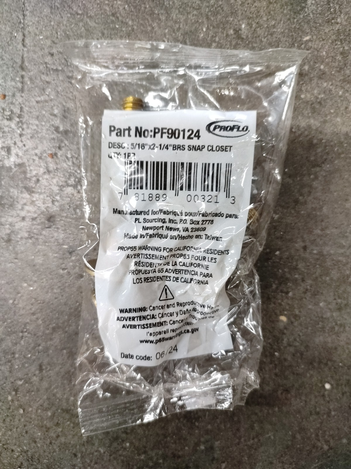 PROFLO PF90124 5/16″ Brass Snap Closet Bolt Stainless Steel Pair – 2 Sets