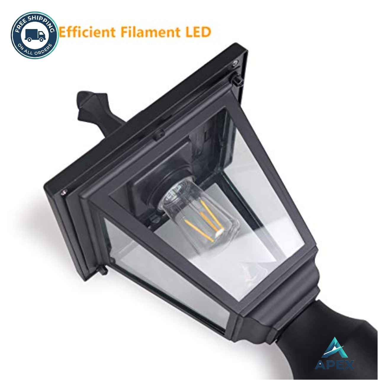 Solar Post Lights Outdoor 100 Lumens LED Waterproof Black Aluminum for Patio